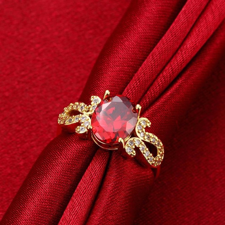 Wholesale Trendy Hot selling Red Ruby round Gemstone Wedding zircon Ring For Women Bridal Fine Jewelry Engagement 24k Gold Ring TGCZR252 4