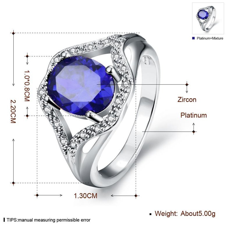 Wholesale Fashion Classic platinum round big blue CZ Stone Exaggeration Party Rings wedding Jewelry TGCZR271 0