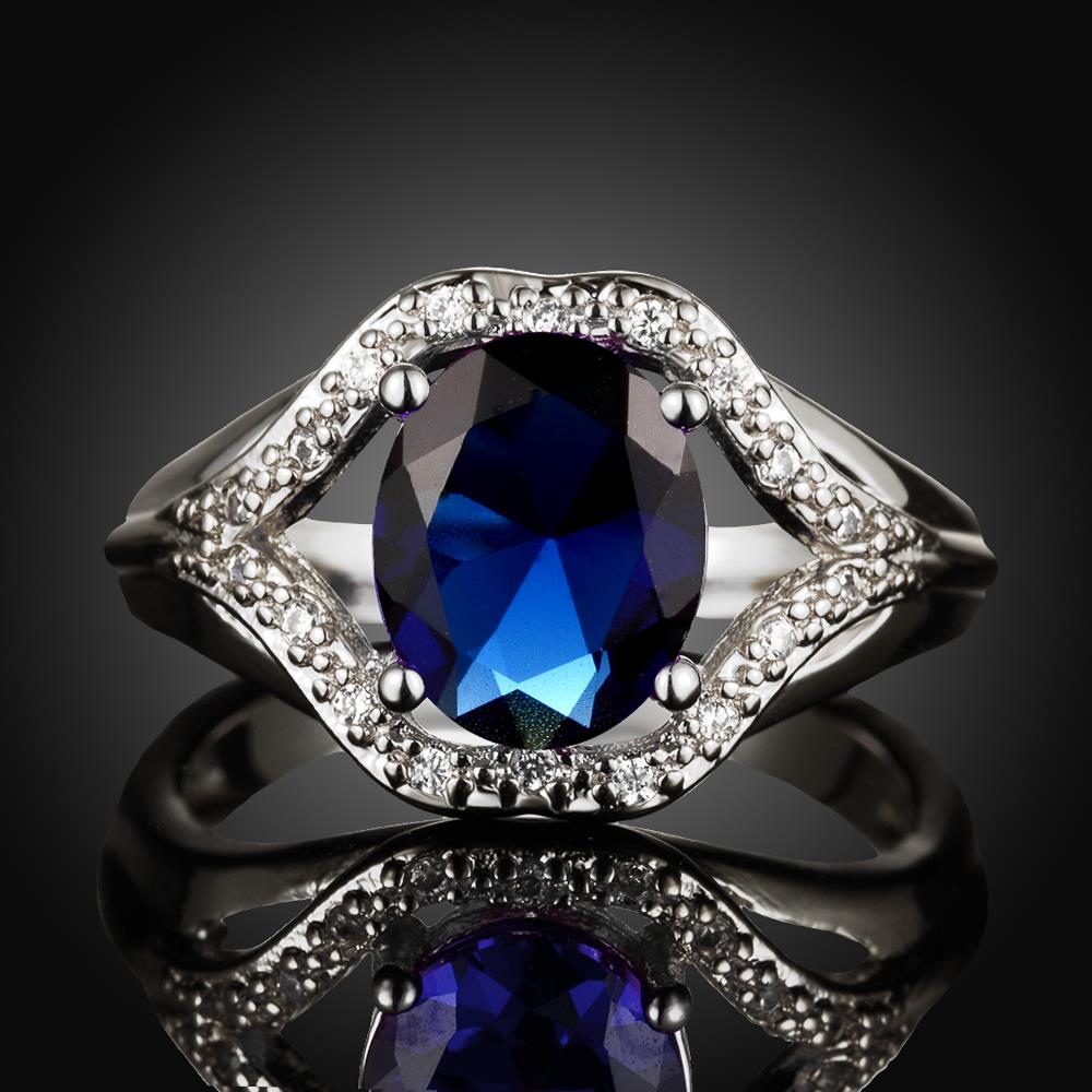 Wholesale Fashion Classic platinum round big blue CZ Stone Exaggeration Party Rings wedding Jewelry TGCZR271 1