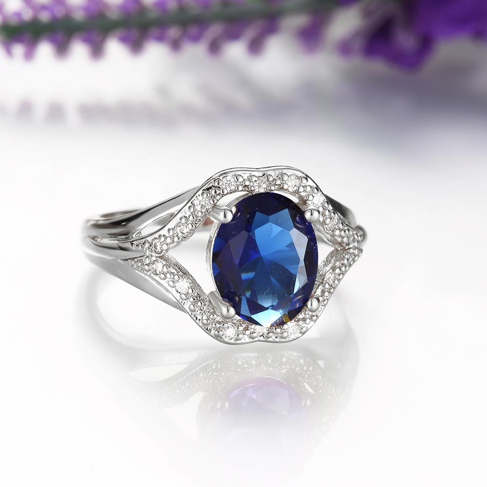 Wholesale Fashion Classic platinum round big blue CZ Stone Exaggeration Party Rings wedding Jewelry TGCZR271 2
