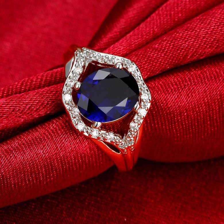 Wholesale Fashion Classic platinum round big blue CZ Stone Exaggeration Party Rings wedding Jewelry TGCZR271 3