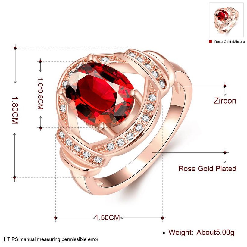 Wholesale Romantic rose gold Court style Ruby Luxurious Classic Engagement Ring wedding party Ring For Women TGCZR279 2
