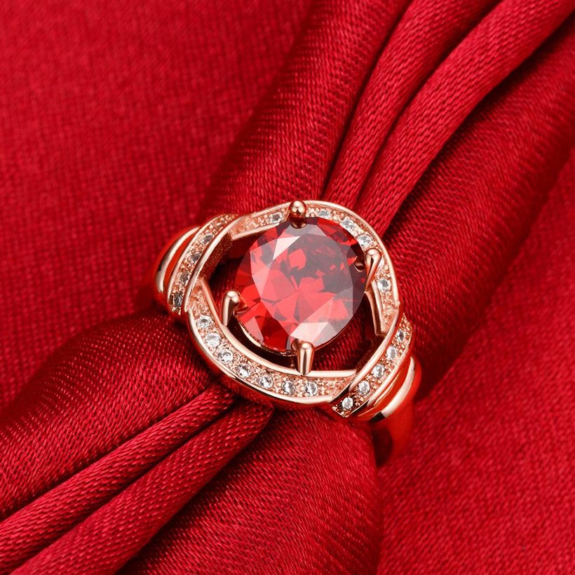 Wholesale Romantic rose gold Court style Ruby Luxurious Classic Engagement Ring wedding party Ring For Women TGCZR279 3