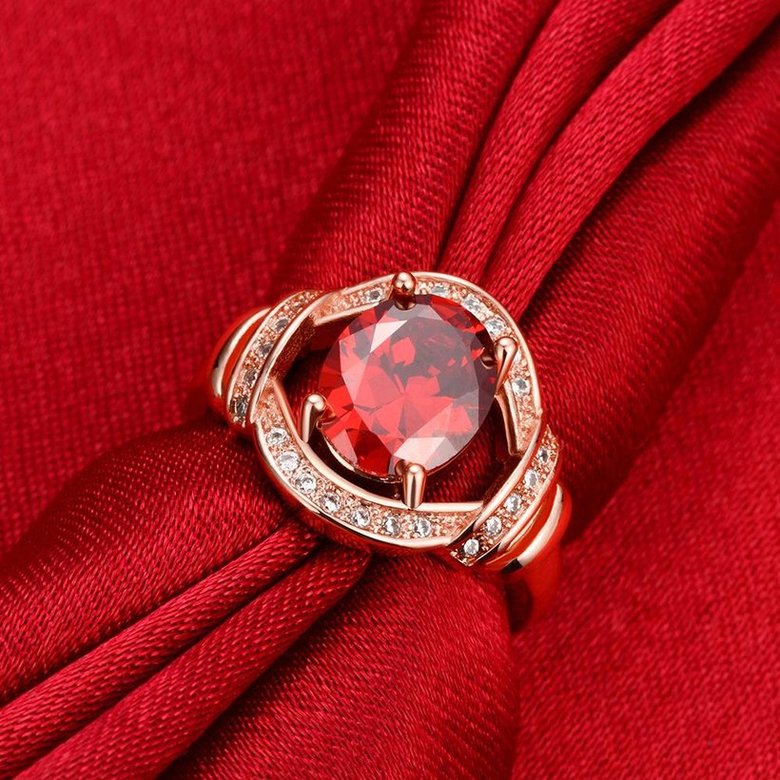 Wholesale Romantic rose gold Court style Ruby Luxurious Classic Engagement Ring wedding party Ring For Women TGCZR279 3