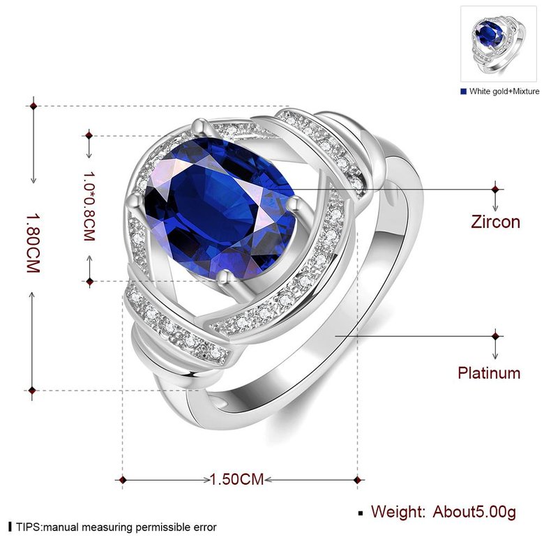 Wholesale Romantic platinum Court style big blue zircon Luxurious Classic Engagement Ring wedding party Ring For Women TGCZR283 0