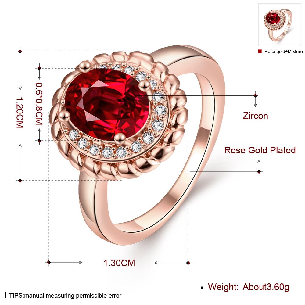 Wholesale Romantic rose gold Court style Ruby Luxurious Classic Engagement Ring wedding party Ring For Women TGCZR301 2