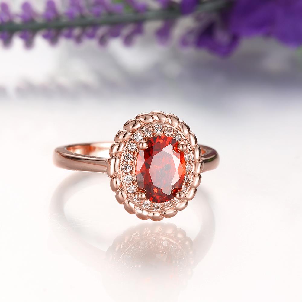 Wholesale Romantic rose gold Court style Ruby Luxurious Classic Engagement Ring wedding party Ring For Women TGCZR301 3