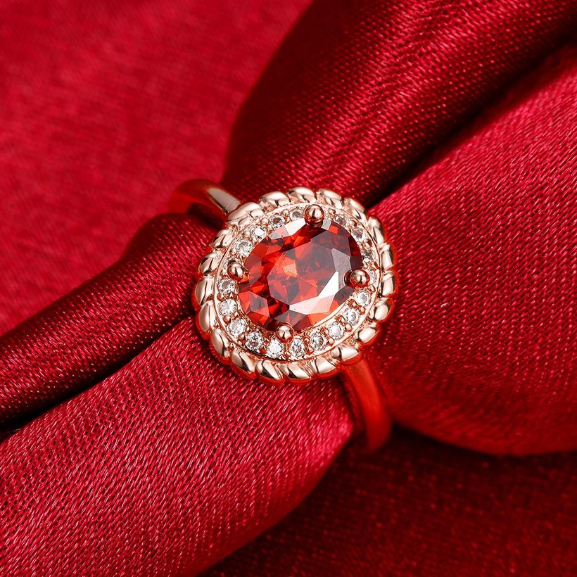 Wholesale Romantic rose gold Court style Ruby Luxurious Classic Engagement Ring wedding party Ring For Women TGCZR301 4