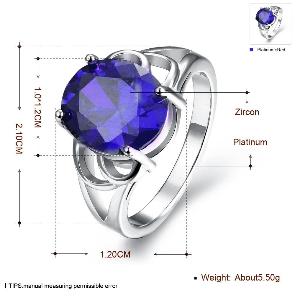 Wholesale Fashion Classic Platinum with oval blue zircon sapphire for Women Engagement Ring Silver woman party Gemstones Jewelry  TGCZR313 3
