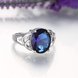 Wholesale Fashion Classic Platinum with oval blue zircon sapphire for Women Engagement Ring Silver woman party Gemstones Jewelry  TGCZR313 4 small