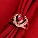 Wholesale Fashion Romantic Rose Gold Plated heart shape red CZ Ring nobility Luxury Ladies Party wedding jewelry Mother's Gift TGCZR020 3 small