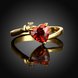 Wholesale Hot selling red zircon Stone Love Heart Engagement rings 24K gold Rings For Women Wedding Jewelry Bridal Accessories TGCZR341 1 small