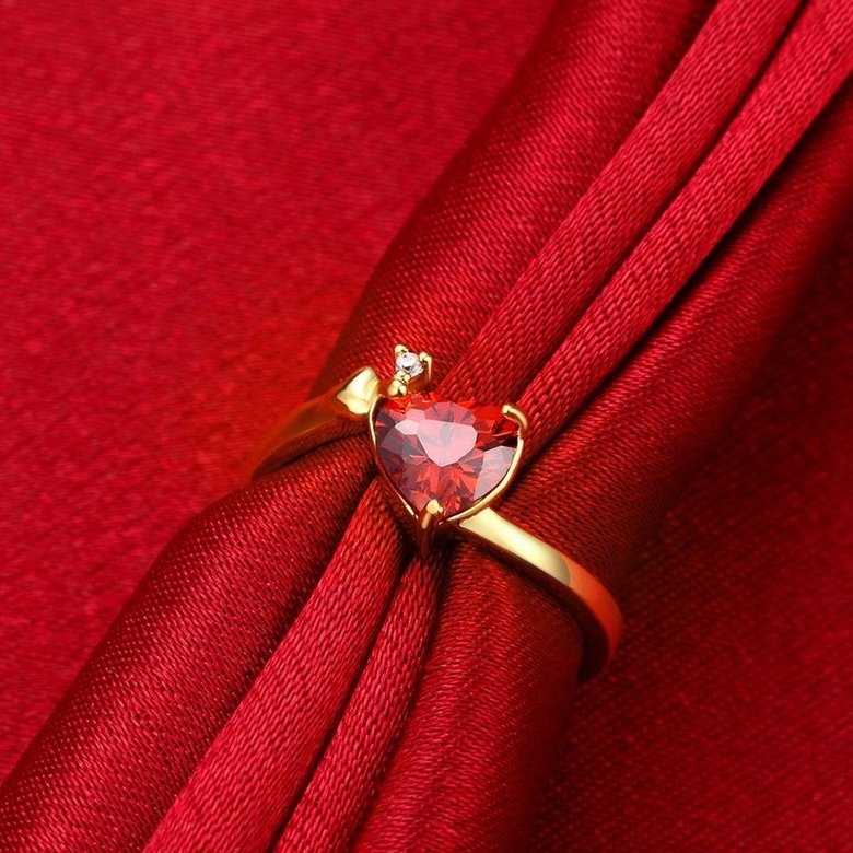 Wholesale Hot selling red zircon Stone Love Heart Engagement rings 24K gold Rings For Women Wedding Jewelry Bridal Accessories TGCZR341 2