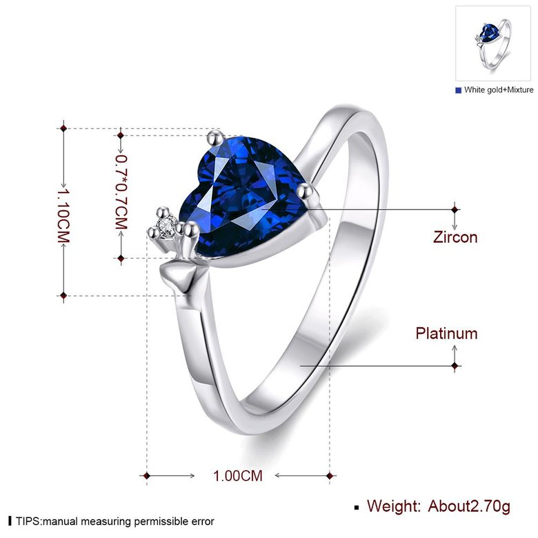 Wholesale Blue Rainbow Stone Love Heart Engagement platinum Rings For Women Wedding Jewelry Crystal Zircon Ring Bridal Accessories TGCZR344 0