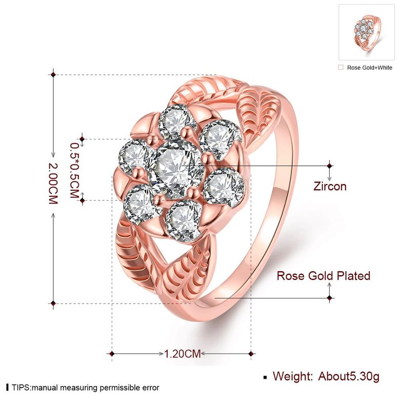 Wholesale HOT SALE fashion jewelry from China For Women Temperament Flower Zircon ring RoseGold Color Anniversary Birthday Gift TGCZR359 4