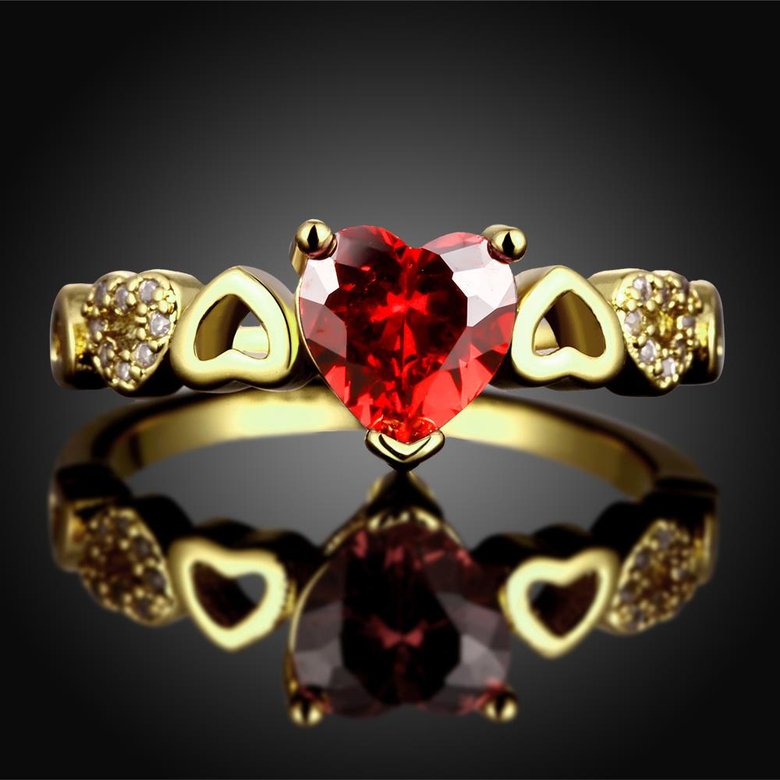 Wholesale jewelry from China Trendy 24K gold Ring heart shape red Zircon for Women Fine Jewelry Wedding Party Gifts TGCZR380 1