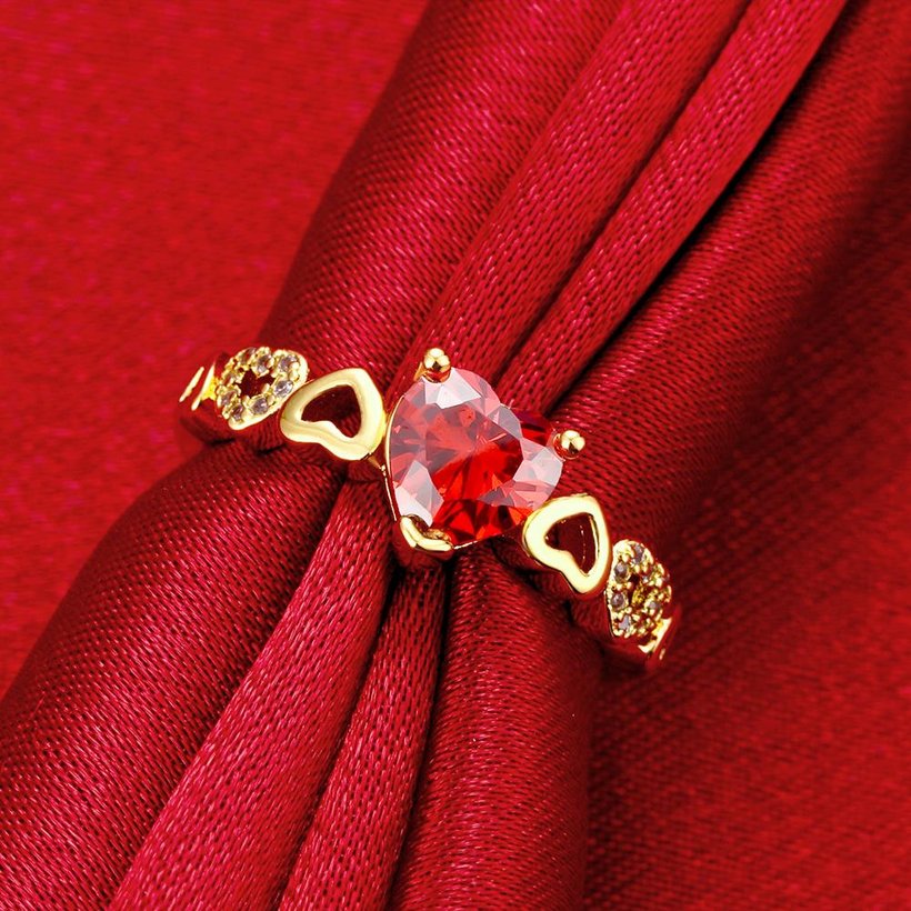 Wholesale jewelry from China Trendy 24K gold Ring heart shape red Zircon for Women Fine Jewelry Wedding Party Gifts TGCZR380 2