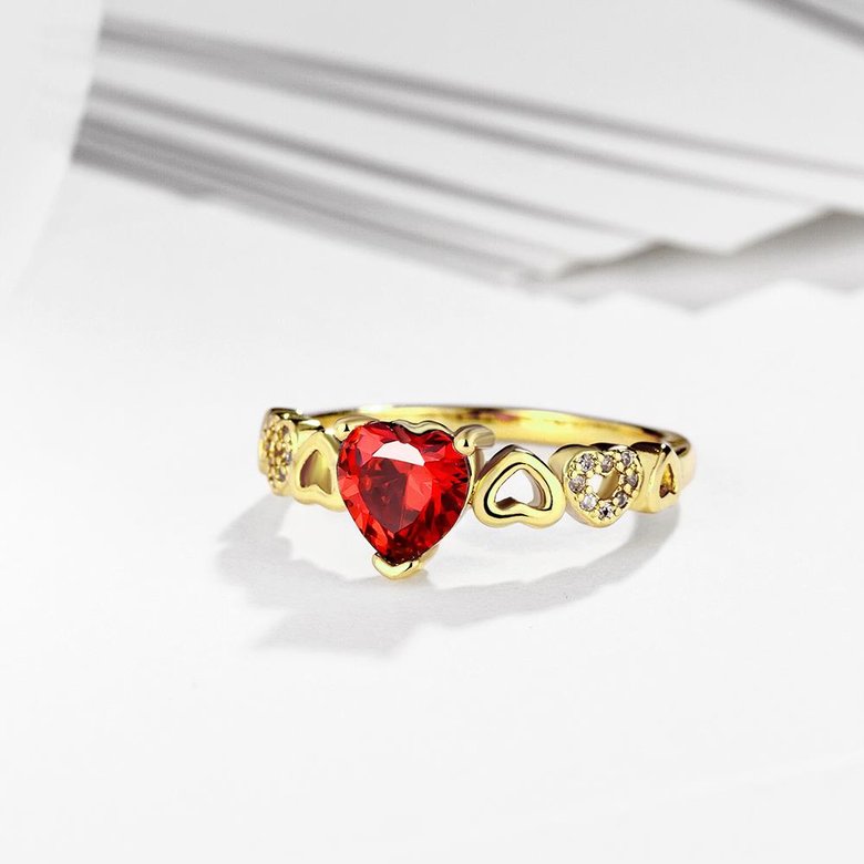 Wholesale jewelry from China Trendy 24K gold Ring heart shape red Zircon for Women Fine Jewelry Wedding Party Gifts TGCZR380 3
