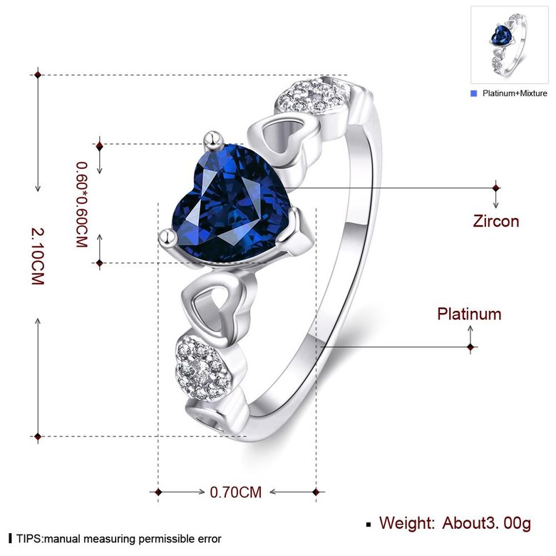 Wholesale jewelry from China Trendy Platinum Ring heart shape Sapphire Zircon for Women Fine Jewelry Wedding Party Gifts TGCZR385 0