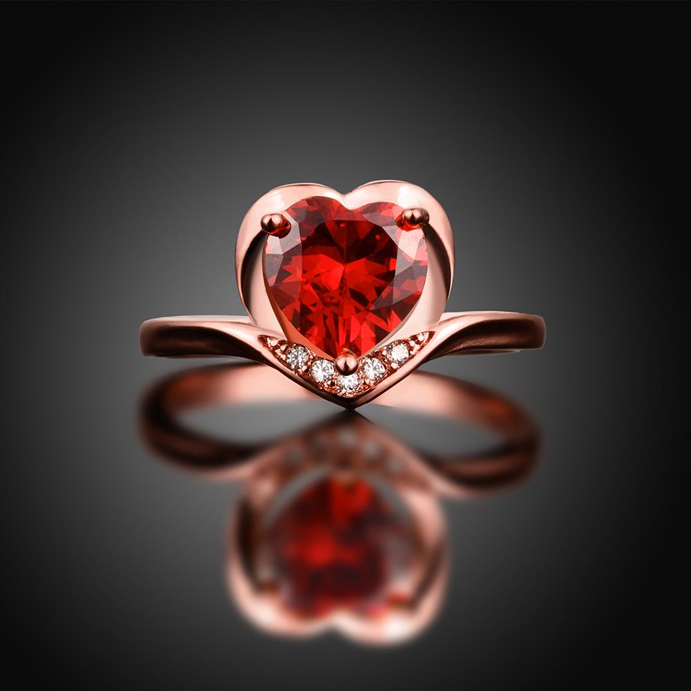 Wholesale European and American Ring Plated Rose Gold Love heart Red Crystal Proposal Rings for Women Jewelry Engagement jewelry TGCZR391 4