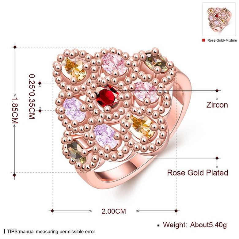 Wholesale Luxury Flower Design multicolor Crystal Jewelry Rings For Women Creative rose Gold Color Wedding Anniversary Jewelry TGCZR397 0