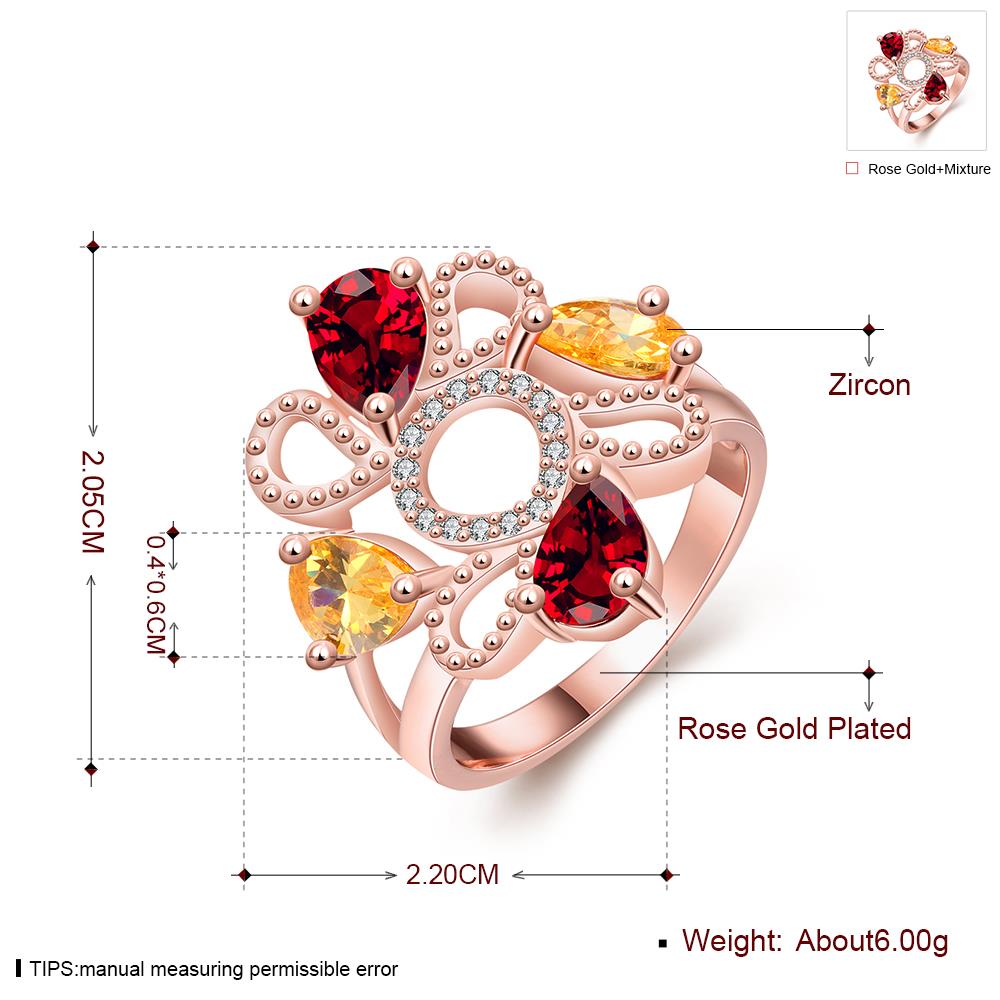 Wholesale Luxury Flower Design multicolor Crystal Jewelry Rings For Women Creative rose Gold Color Wedding Anniversary Jewelry TGCZR402 0