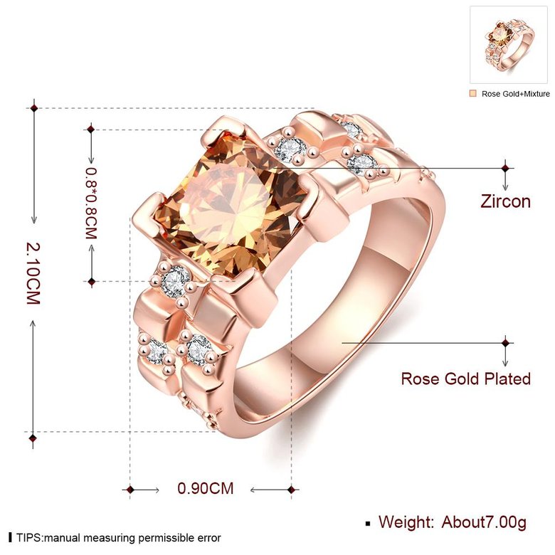 Wholesale Classical rose gold Rings square Shape Diamond Wedding rings yellow zircon Ring For Women Gift Wedding Bands jewelry TGCZR406 0