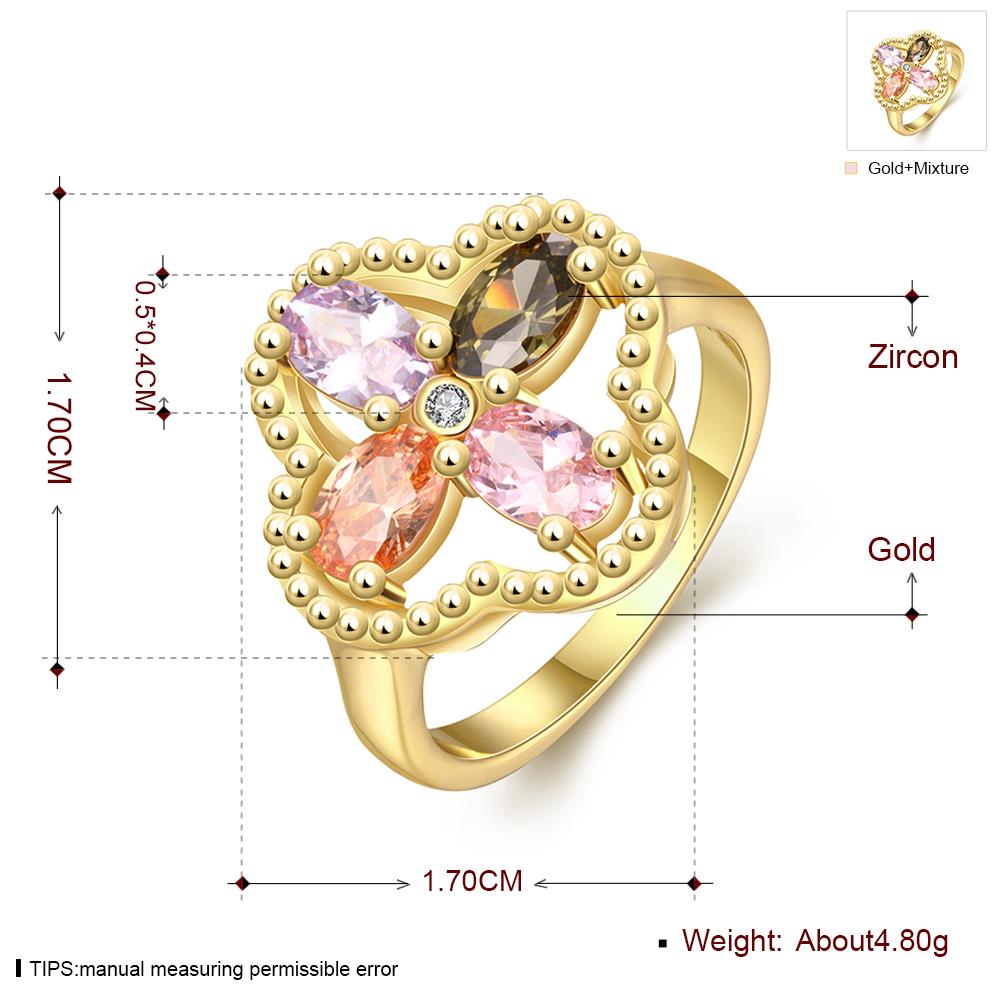 Wholesale New Luxury Flower Design multicolor Crystal Rings For Women Creative 24K Gold Color Ring Wedding Anniversary Jewelry TGCZR479 0