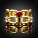 Wholesale Classic 24K Gold Round red/white CZ hollow Ring Luxury Ladies Party engagement wedding jewelry Best Mother's Gift TGCZR488 1 small