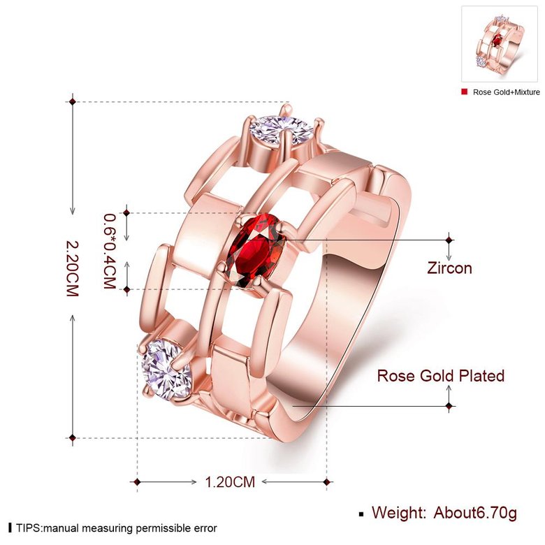Wholesale Trendy Rose Gold Geometric hollow Red and white CZ Ring for women Fashionr Wedding rings CZ Crystal Jewelry TGCZR036 0