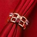 Wholesale Trendy Rose Gold Geometric hollow Red and white CZ Ring for women Fashionr Wedding rings CZ Crystal Jewelry TGCZR036 2 small