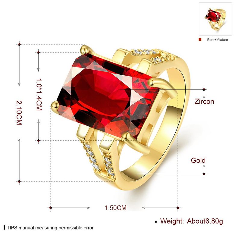 Wholesale ring series Classic 24K Gold plated red CZ Ring Luxury Ladies Party jewelry Best Mother's Gift TGCZR003 0