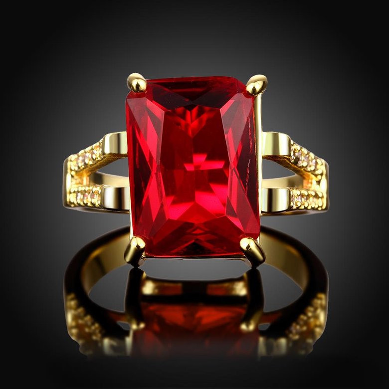 Wholesale ring series Classic 24K Gold plated red CZ Ring Luxury Ladies Party jewelry Best Mother's Gift TGCZR003 1