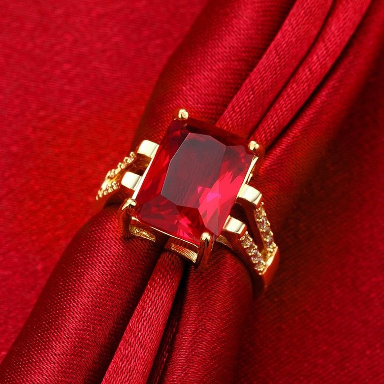 Wholesale ring series Classic 24K Gold plated red CZ Ring Luxury Ladies Party jewelry Best Mother's Gift TGCZR003 2