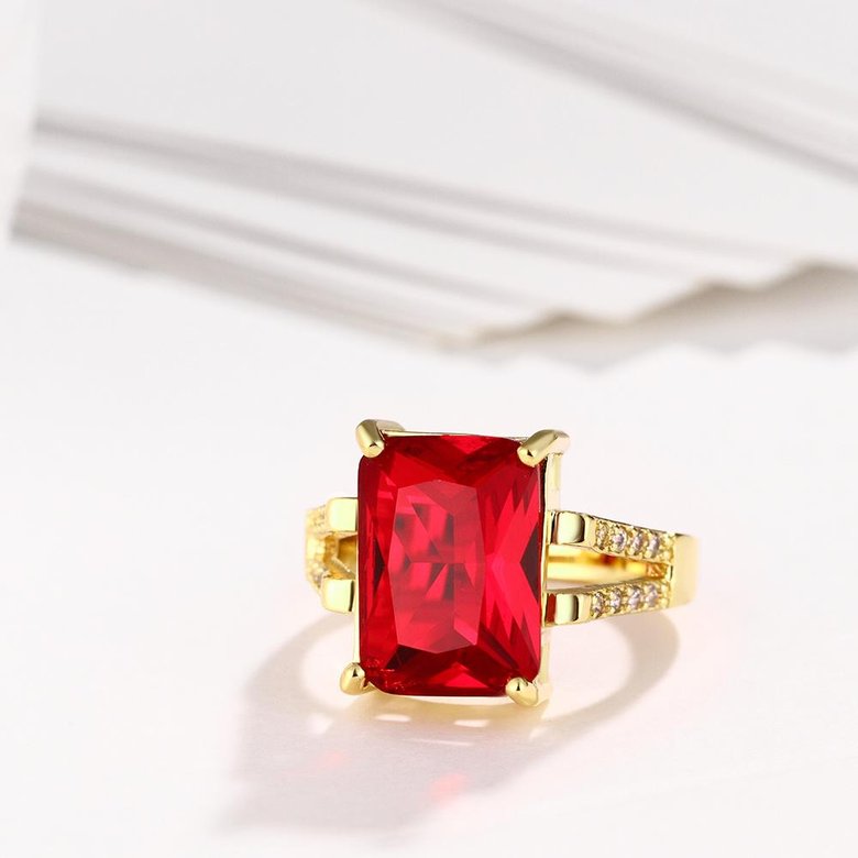 Wholesale ring series Classic 24K Gold plated red CZ Ring Luxury Ladies Party jewelry Best Mother's Gift TGCZR003 3