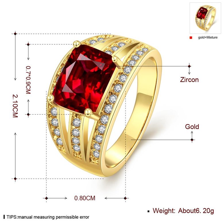 Wholesale wedding rings series Classic Gold Plated red big cubic Zirconia Luxury Ladies Party wedding jewelry Best Mother's Gift TGCZR069 0