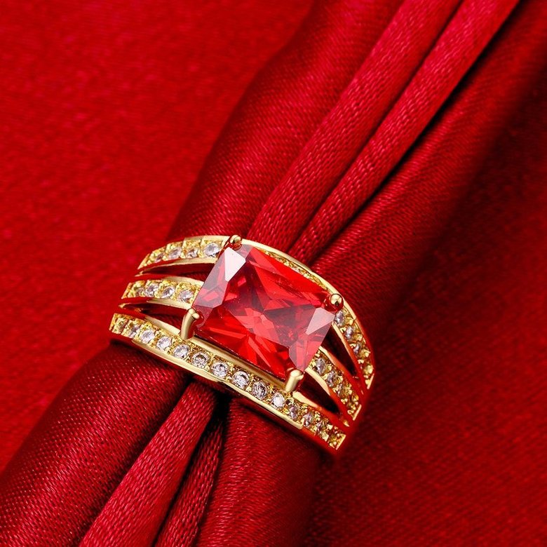 Wholesale wedding rings series Classic Gold Plated red big cubic Zirconia Luxury Ladies Party wedding jewelry Best Mother's Gift TGCZR069 2