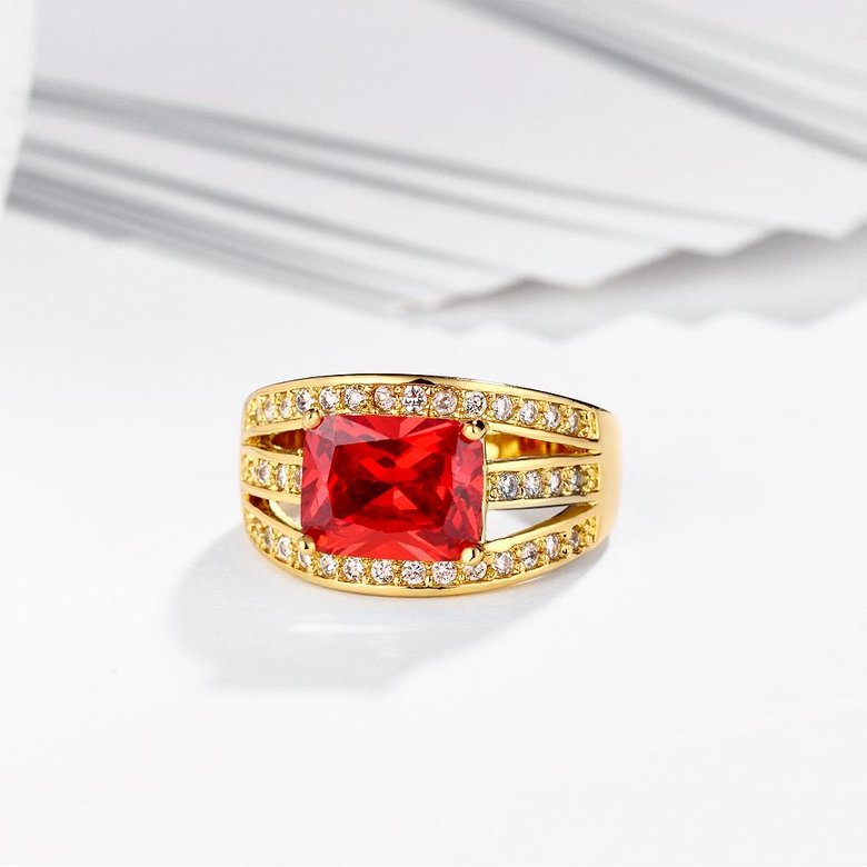 Wholesale wedding rings series Classic Gold Plated red big cubic Zirconia Luxury Ladies Party wedding jewelry Best Mother's Gift TGCZR069 3