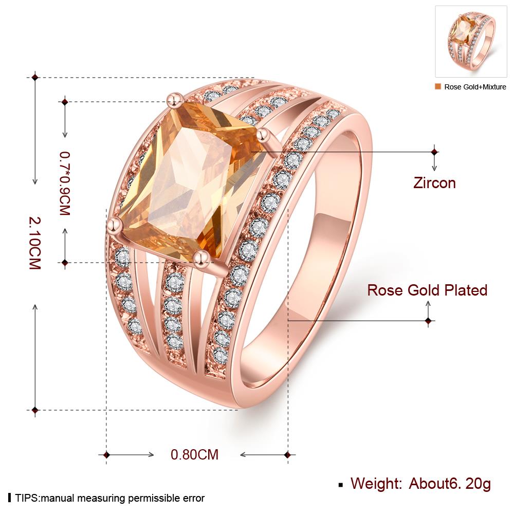 Wholesale Bohemia Rose Gold Geometric hollow champagne CZ Ring  Engagement Wedding Rings Large Fashion jewelry TGCZR072 0