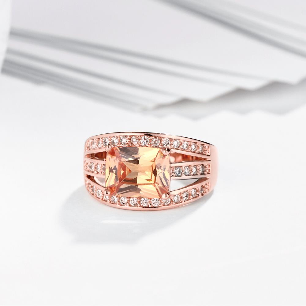 Wholesale Bohemia Rose Gold Geometric hollow champagne CZ Ring  Engagement Wedding Rings Large Fashion jewelry TGCZR072 1