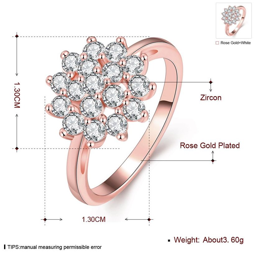 Wholesale Romantic Rose Gold Plated White CZ Ring Luxury Crystal Flower Rings For Women Wedding Engagement jewelry TGCZR138 0