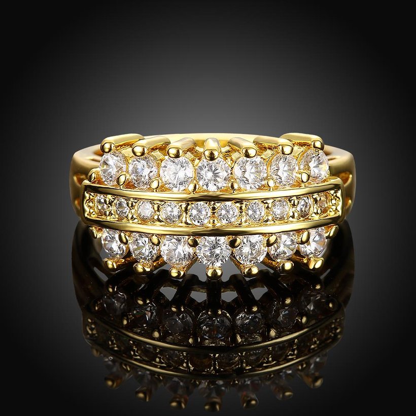 Wholesale Classic 24K Gold Geometric White CZ Rings for Women Luxury Wedding party Fine Fashion Jewelry TGCZR139 1