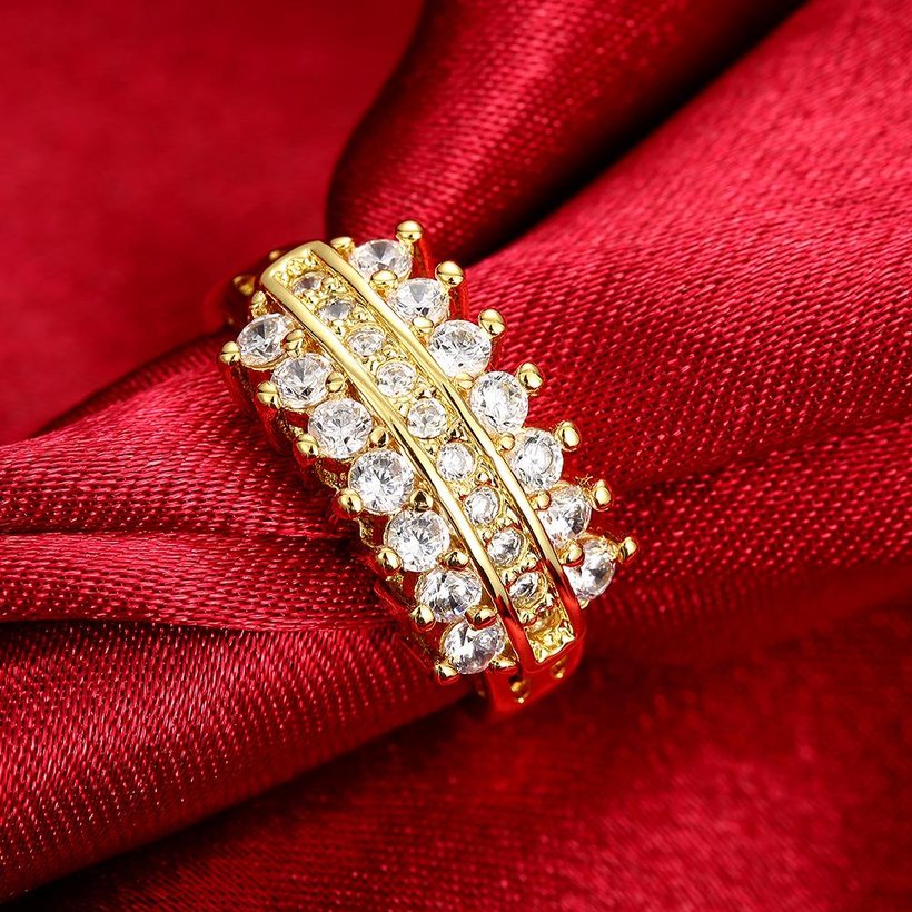 Wholesale Classic 24K Gold Geometric White CZ Rings for Women Luxury Wedding party Fine Fashion Jewelry TGCZR139 2
