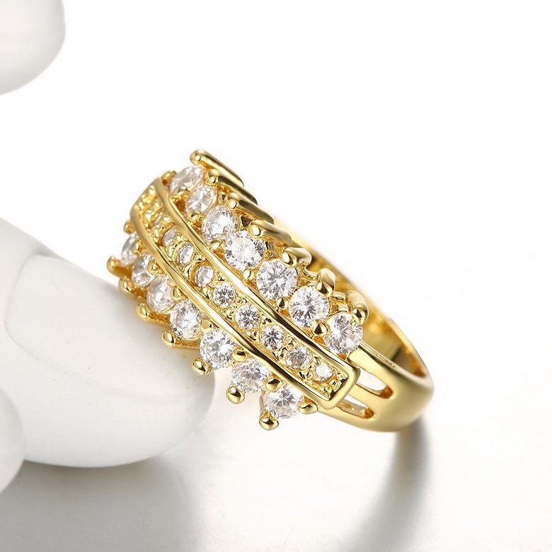 Wholesale Classic 24K Gold Geometric White CZ Rings for Women Luxury Wedding party Fine Fashion Jewelry TGCZR139 3