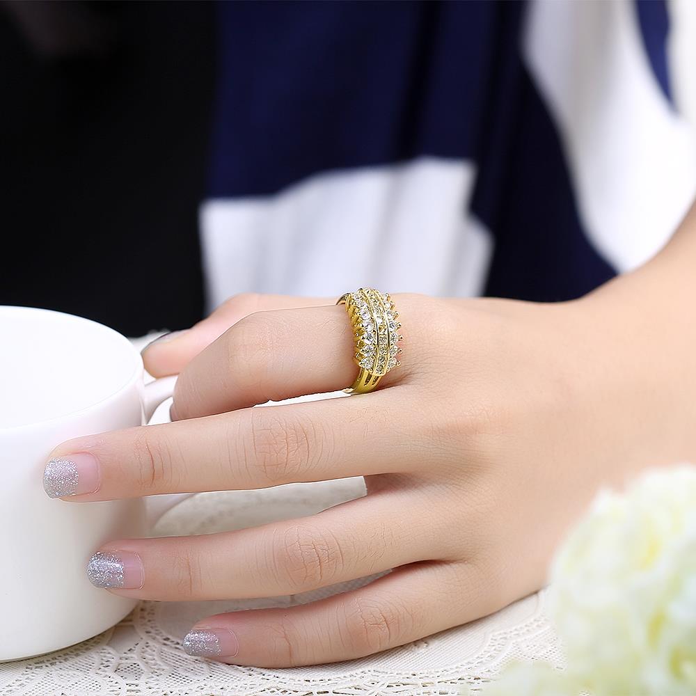 Wholesale Classic 24K Gold Geometric White CZ Rings for Women Luxury Wedding party Fine Fashion Jewelry TGCZR139 4