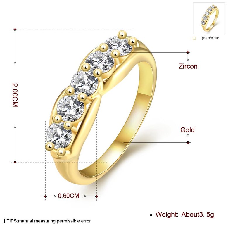 Wholesale Classic 24K Gold Geometric White CZ Rings for Women Luxury Wedding party Fine Fashion Jewelry TGCZR140 0