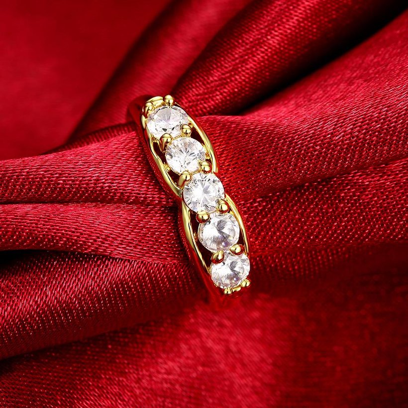Wholesale Classic 24K Gold Geometric White CZ Rings for Women Luxury Wedding party Fine Fashion Jewelry TGCZR140 2
