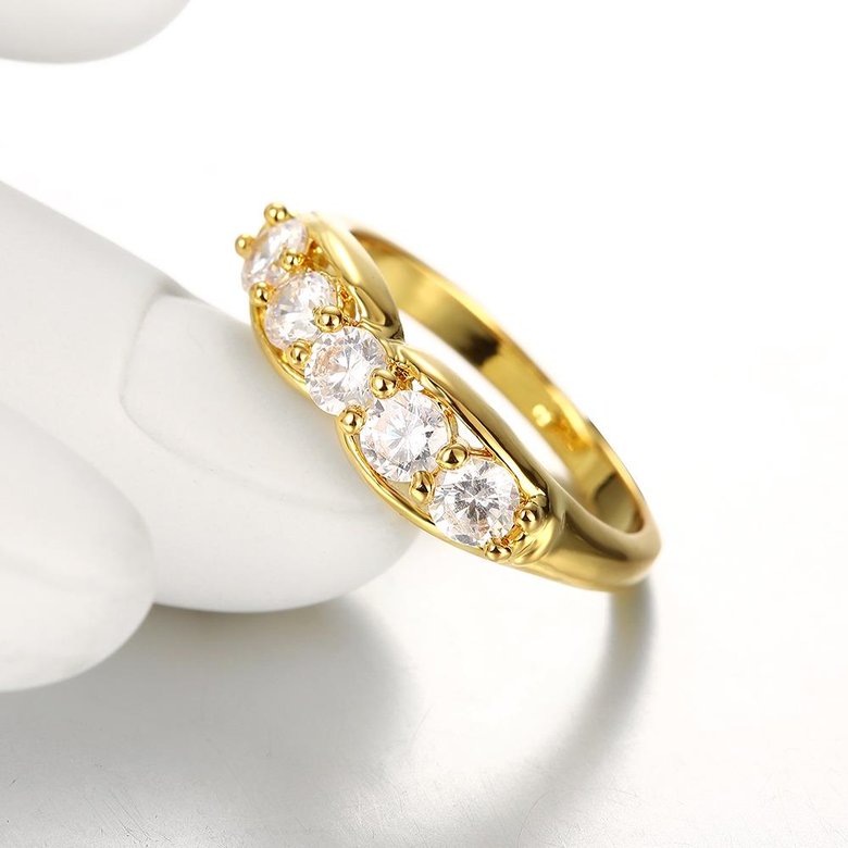Wholesale Classic 24K Gold Geometric White CZ Rings for Women Luxury Wedding party Fine Fashion Jewelry TGCZR140 3