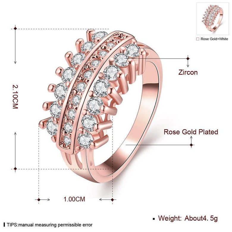 Wholesale Classic Rose Gold Geometric White CZ Ring  for Women Luxury Wedding party Fine Fashion Jewelry TGCZR141 0
