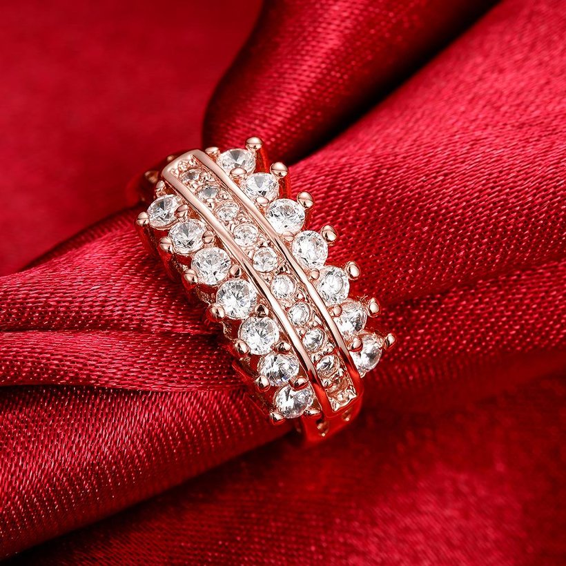 Wholesale Classic Rose Gold Geometric White CZ Ring  for Women Luxury Wedding party Fine Fashion Jewelry TGCZR141 1